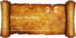 Höger Roxána névjegykártya